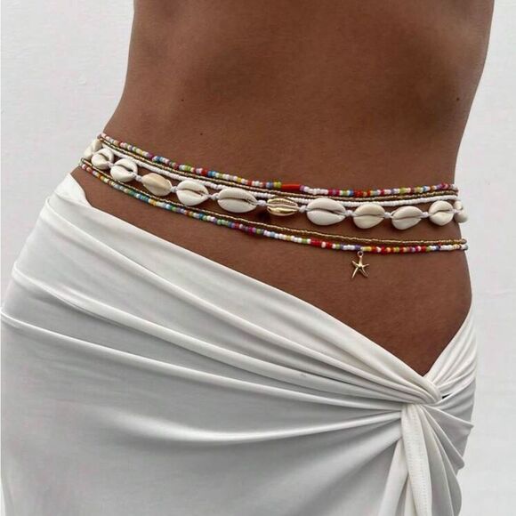 Free People Jewelry - Colorful Beaded Shell Waist Chain A1274